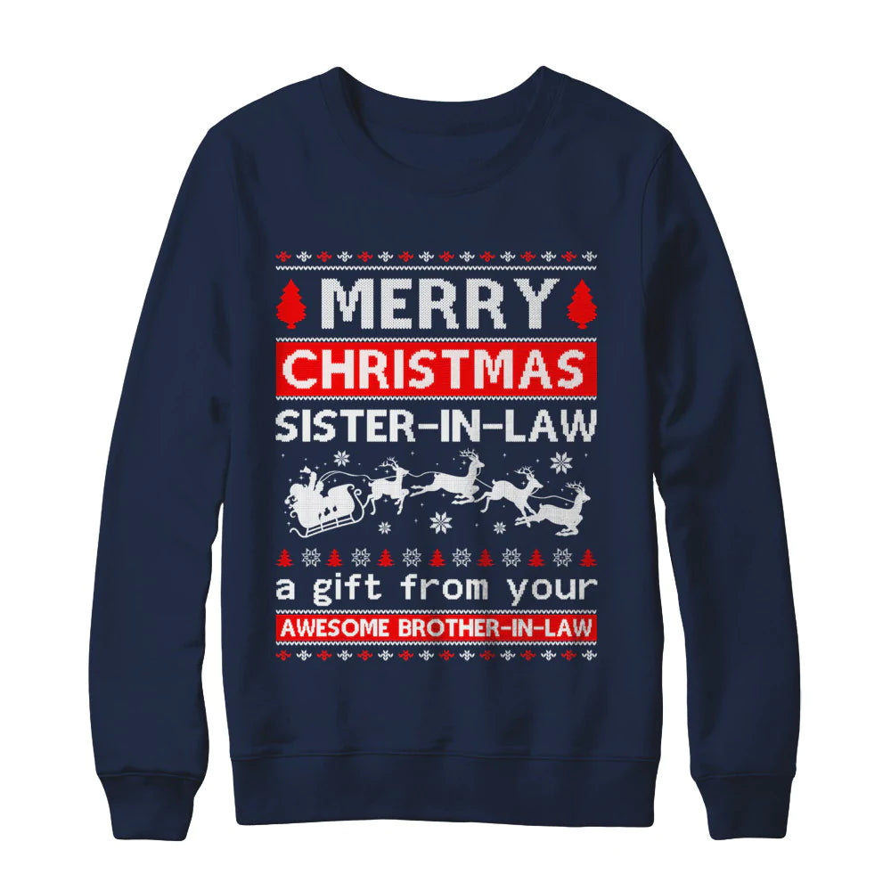 Merry christmas sister in law a gift from your brother in law Christmas Sweater - Holiday Gift product image 4