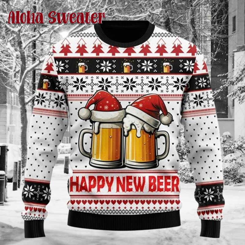 Santa I’m Here For The Turkey And Beer Ugly Christmas Sweater - Holiday Gift product image 5