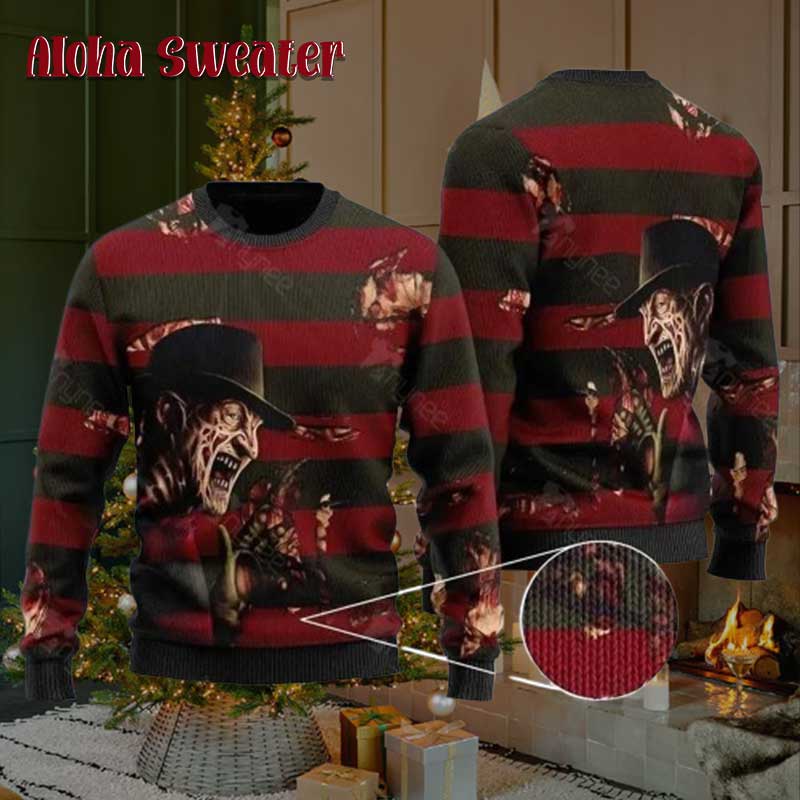 The Santa Freddy Krueger A Nightmare On Elm Street Ugly Christmas Sweater - Holiday Gift product image 5