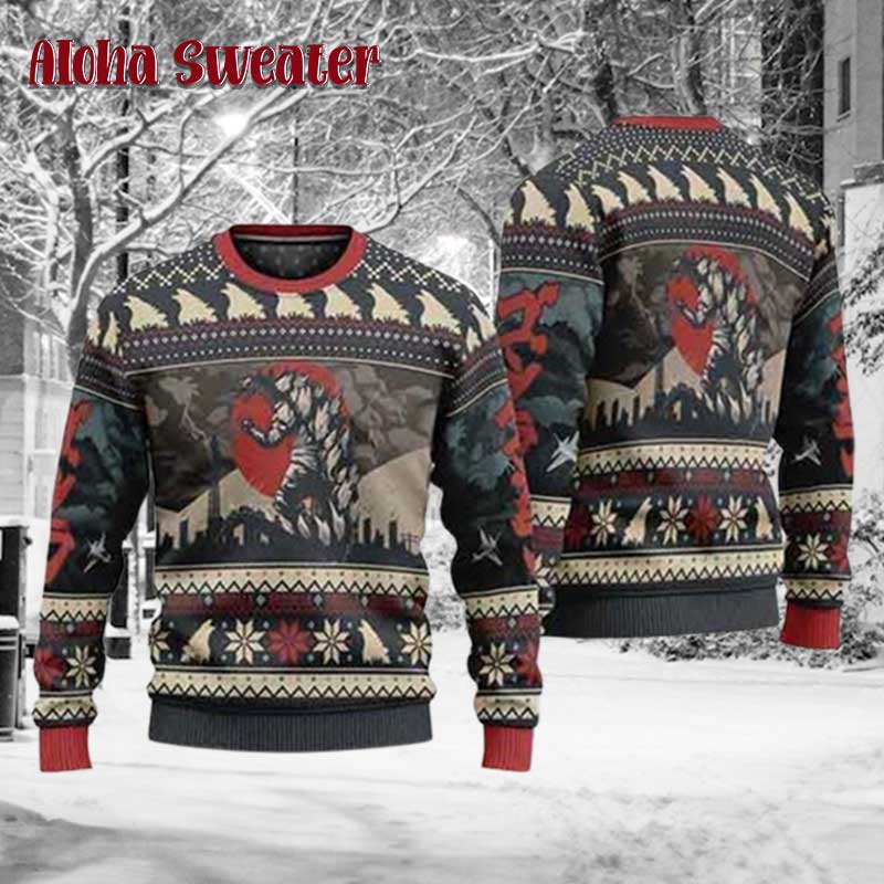 Fire Out Godzilla Ugly Christmas Sweater - Holiday Gift product image 5