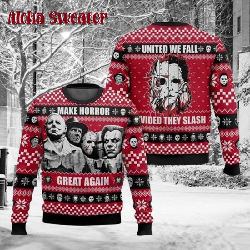 Friday The 13th 8 Bit Glow Jason Voorhees Ugly Christmas Sweater - Holiday Gift product image 5