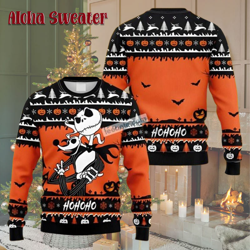 Santa The Nightmare Before Christmas Jack Skellington Red Cute Ugly Christmas Sweater - Holiday Gift product image 5