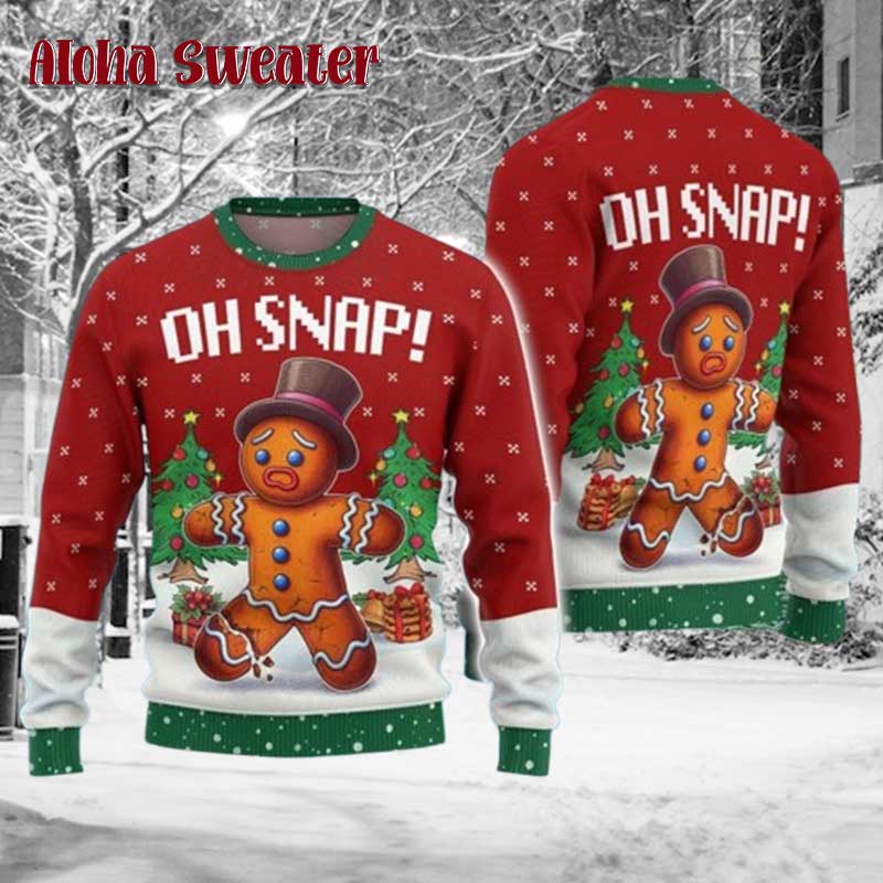 Funny Gingerbread Let’s Get Baked Ugly Christmas Sweater - Holiday Gift product image 5