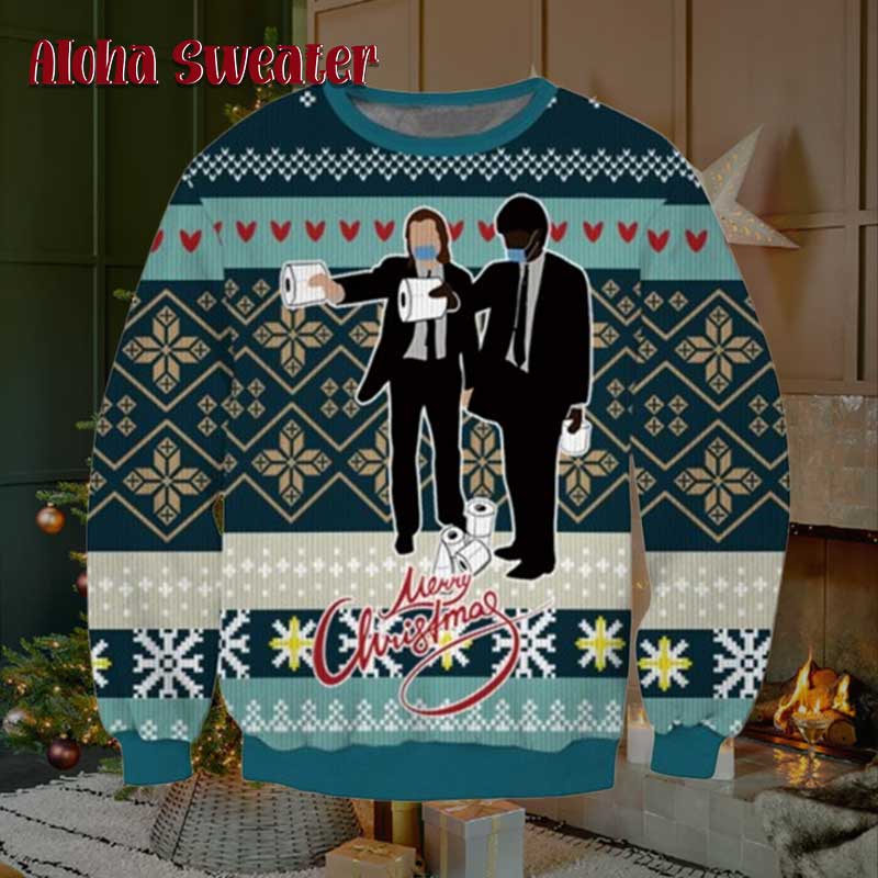 Kelp Fiction But They Re Frogs Pulp Fiction Ugly Christmas Sweater - Holiday Gift product image 5