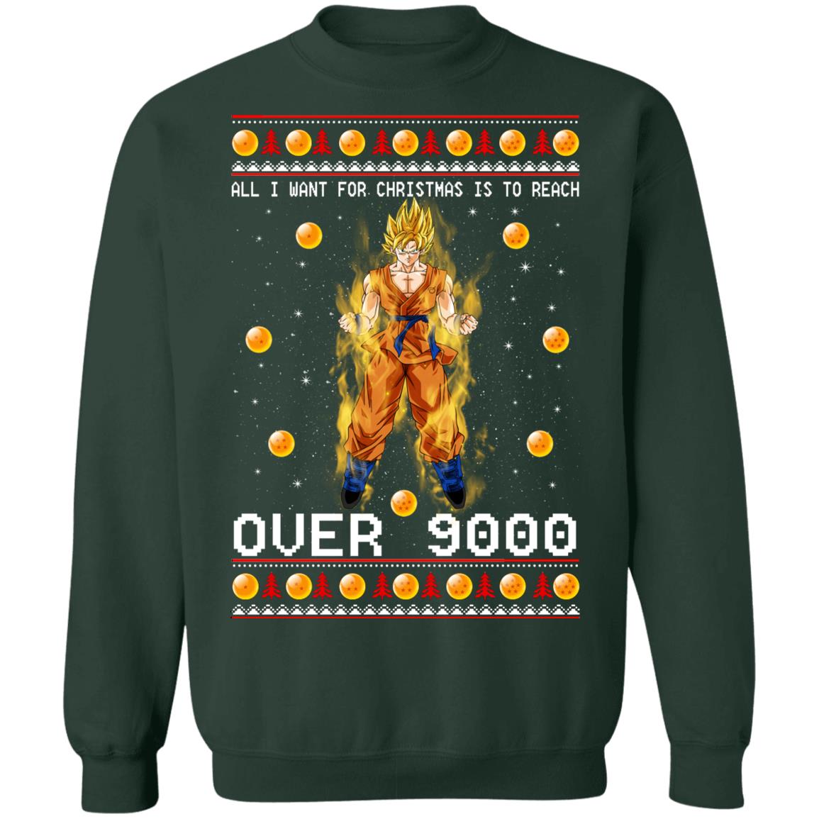 Son Goku all i want for Christmas is to reach over 9000 Christmas Sweater - Holiday Gift product image 4
