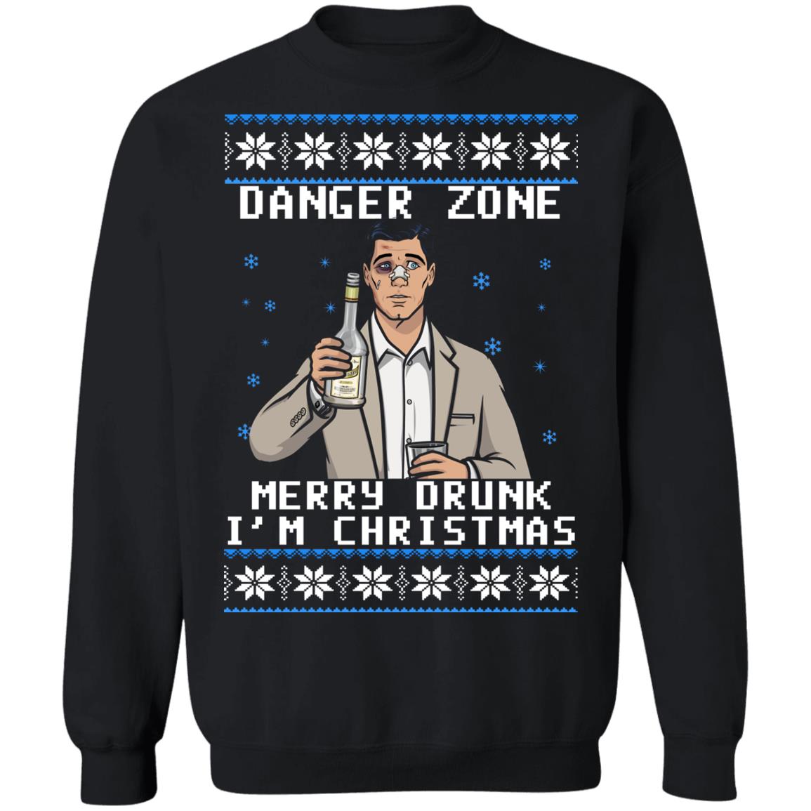 Archer danger zone Merry drunk i’m Christmas Sweater - Holiday Gift product image 4