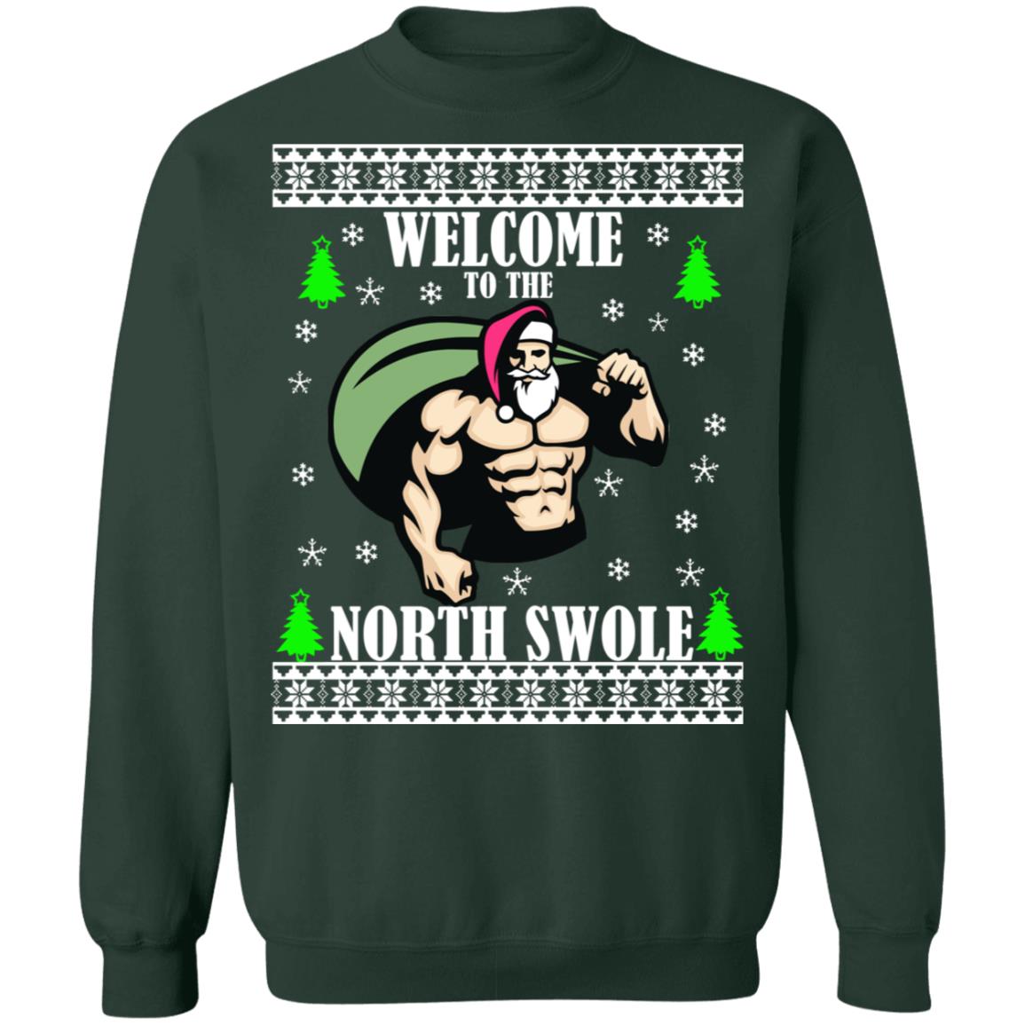 Santa Gym welcome to the north swole Christmas Sweater - Holiday Gift product image 4