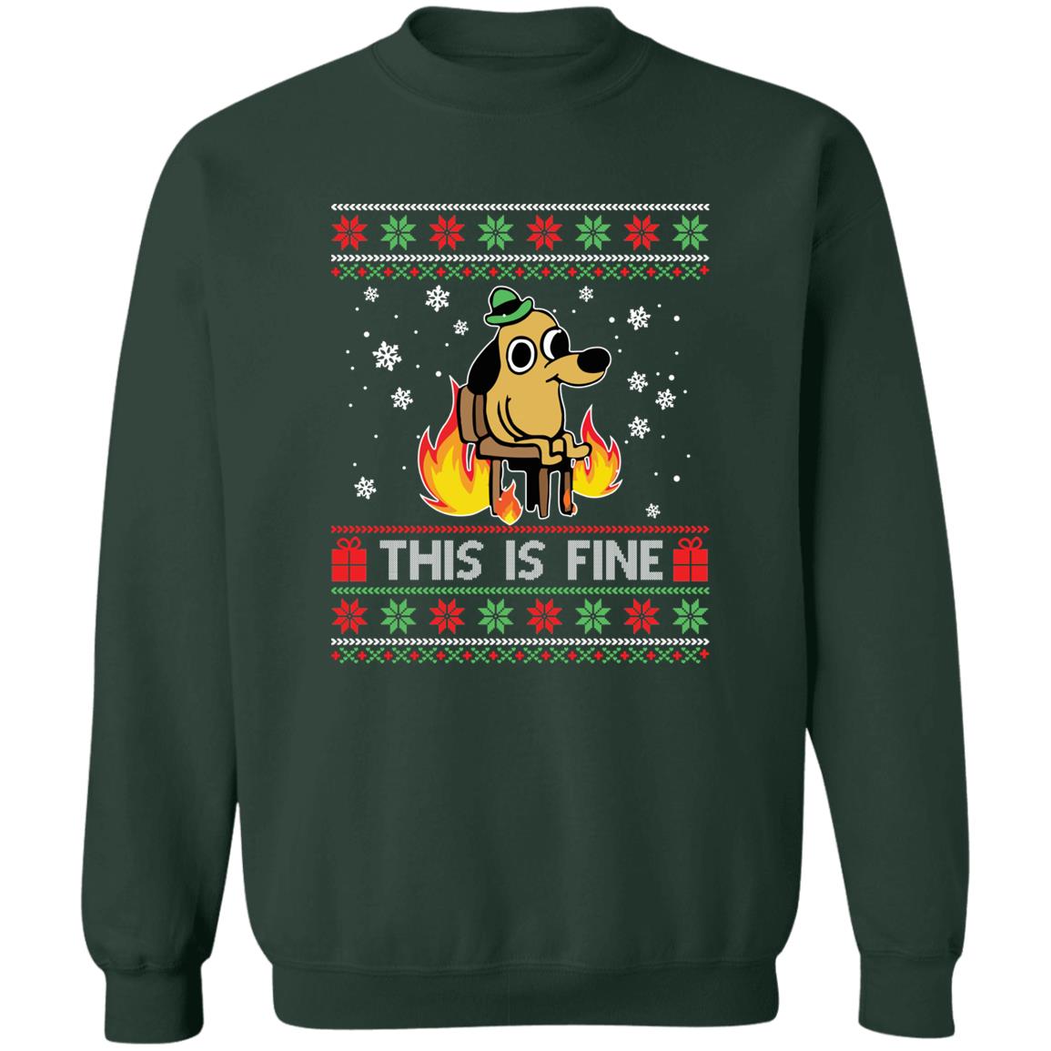 This is fine dog meme Christmas Sweater - Holiday Gift product image 4