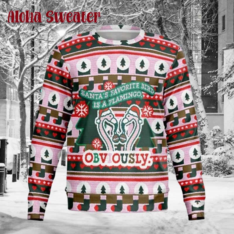 Flamingo On Naughty List Ugly Christmas Sweater - Holiday Gift product image 5