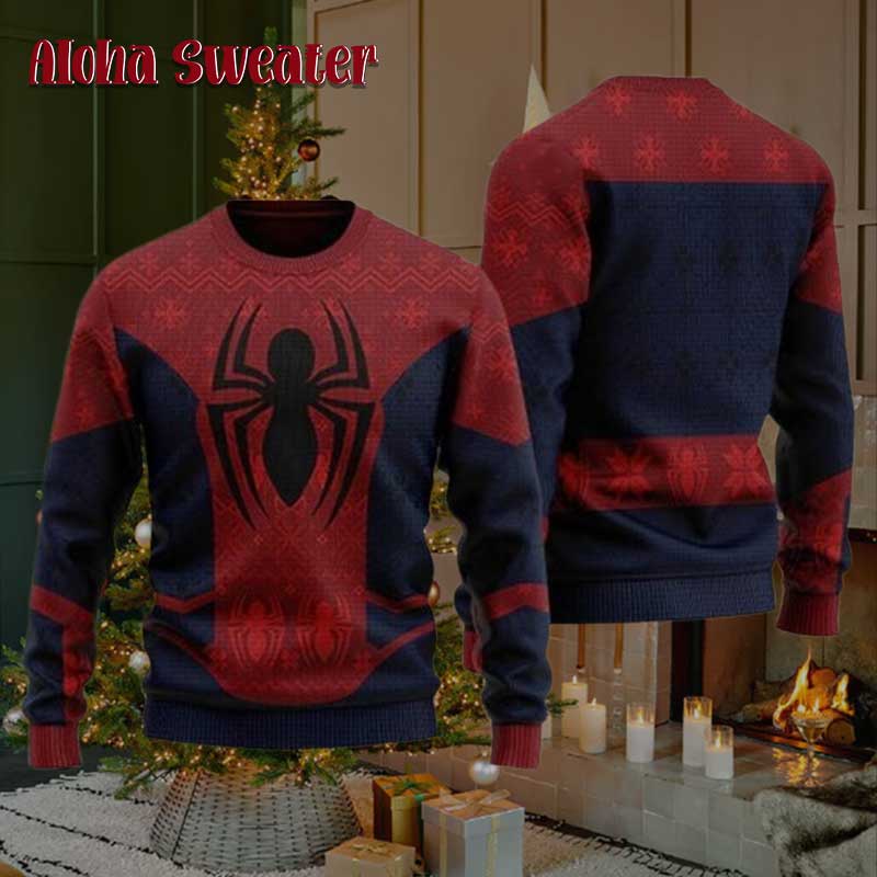 Three Spider Man Hoo Ugly Christmas Sweater - Holiday Gift product image 5