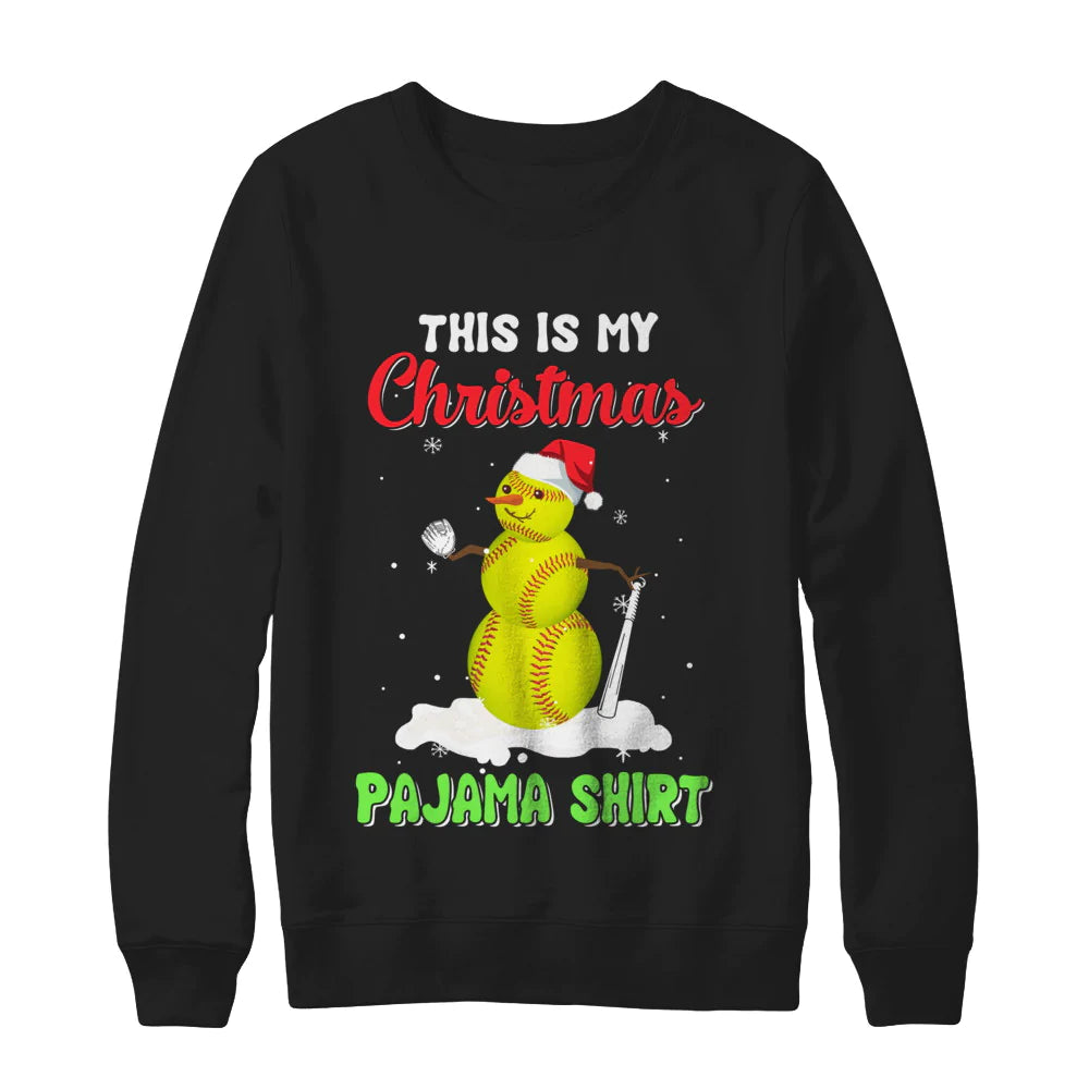 This is my christmas pajama xmas snowman softball Christmas Sweater - Holiday Gift product image 4