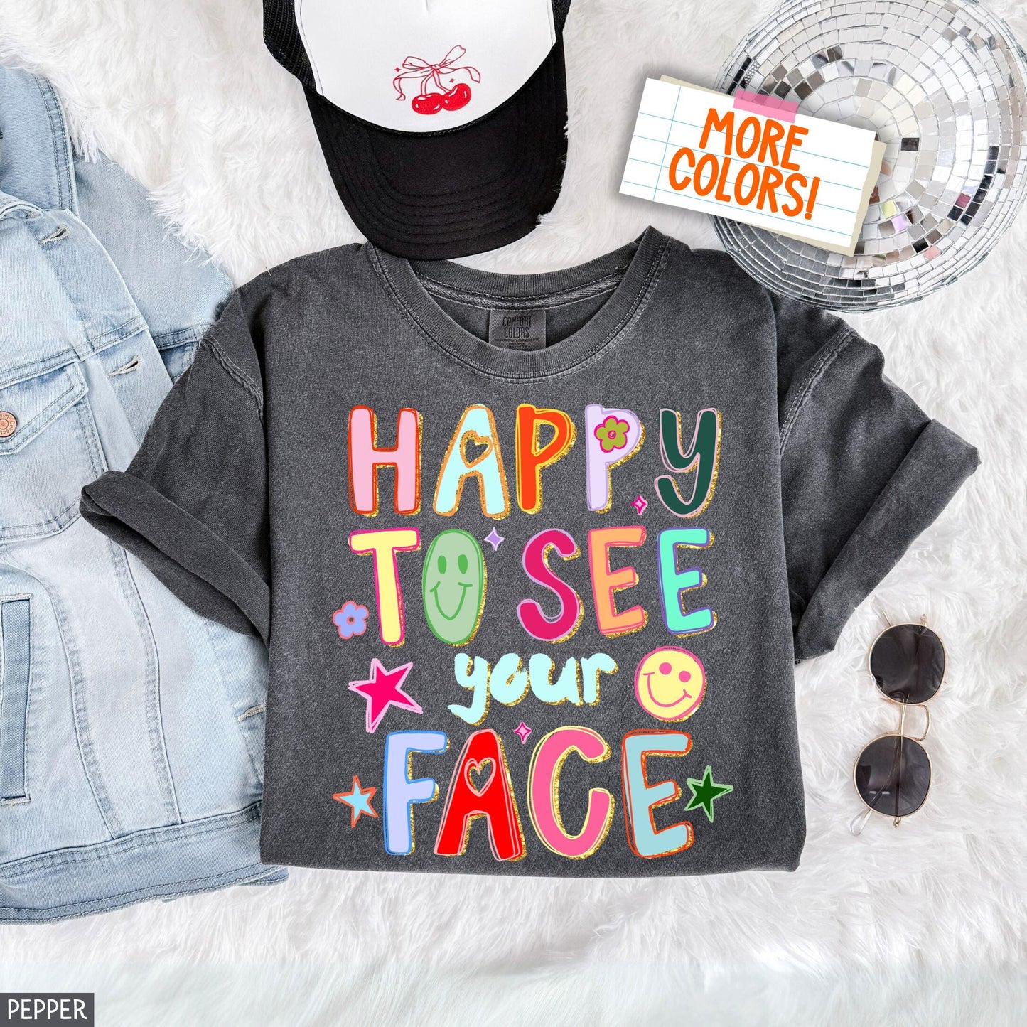 Comfort Colors Happy See Face Teacher Hand Drawn - Adult & Kids T-Shirts, Sweatshirts & Hoodies apparel design preview 1