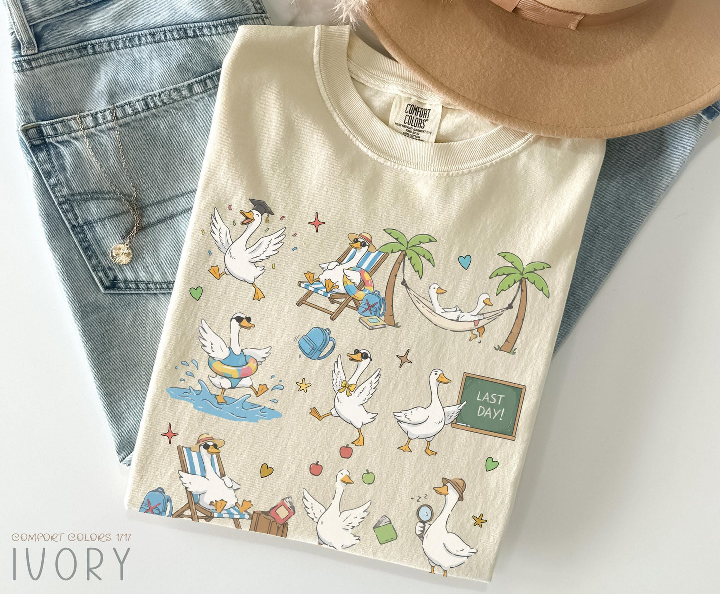 Happy Last Day School Teacher Goose Summer End Year - Adult & Kids T-Shirts, Sweatshirts & Hoodies apparel design preview 1
