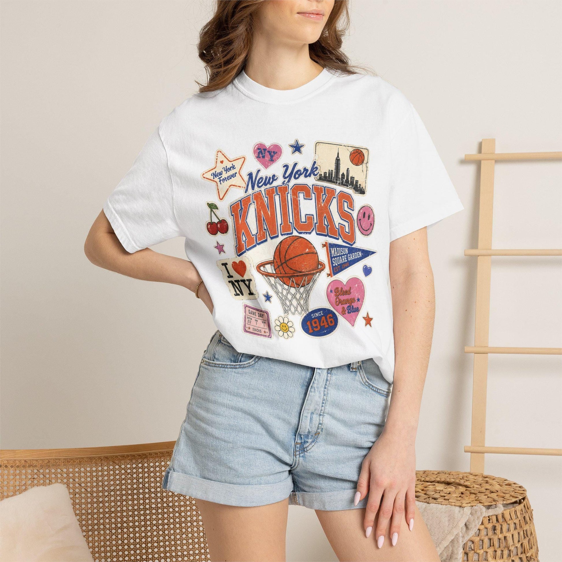 York Knicks Retro Patchwork Basketball Team - Adult & Kids T-Shirts, Sweatshirts & Hoodies apparel design preview 1
