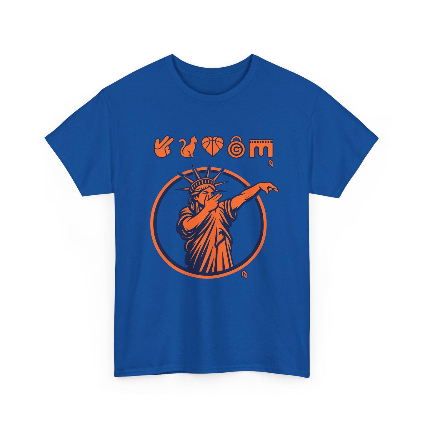 Statue Liberty Dabbing Nyc Orange Navy Circle Sports - Adult & Kids T-Shirts, Sweatshirts & Hoodies apparel design preview 1