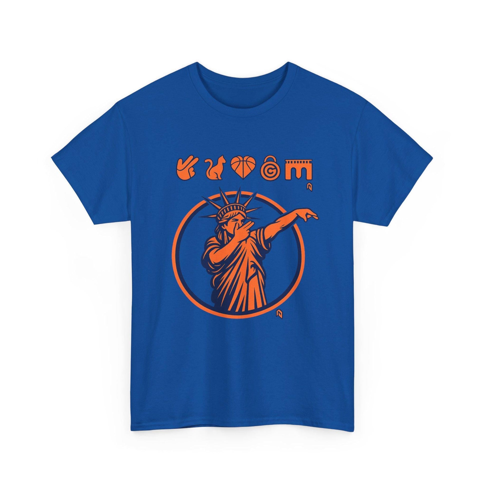 Statue Liberty Dabbing Nyc Orange Navy Circle Sports - Adult & Kids T-Shirts, Sweatshirts & Hoodies apparel design preview 1
