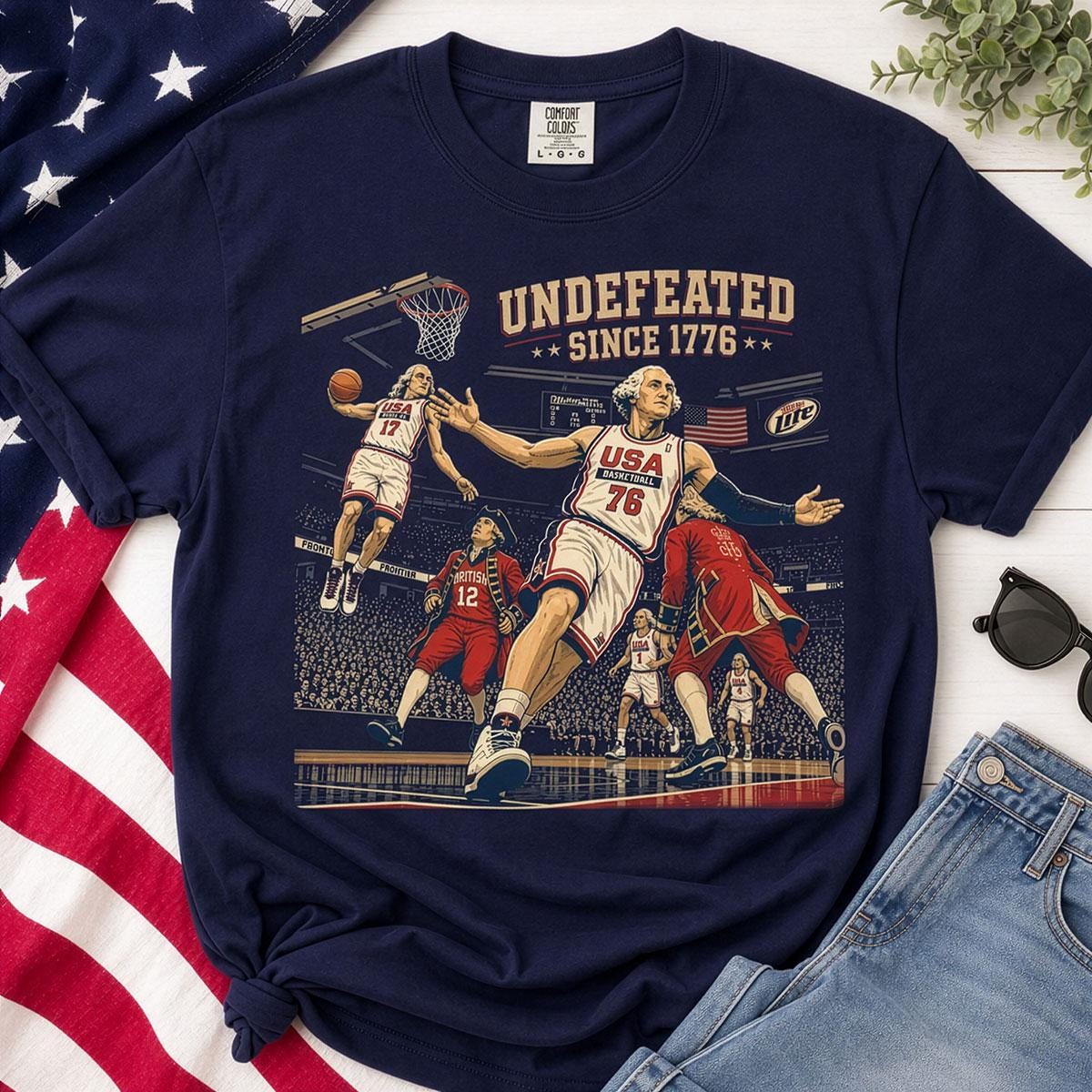 Comfort Colors 4th July Undefeated America Founding - Adult & Kids T-Shirts, Sweatshirts & Hoodies apparel design preview 1