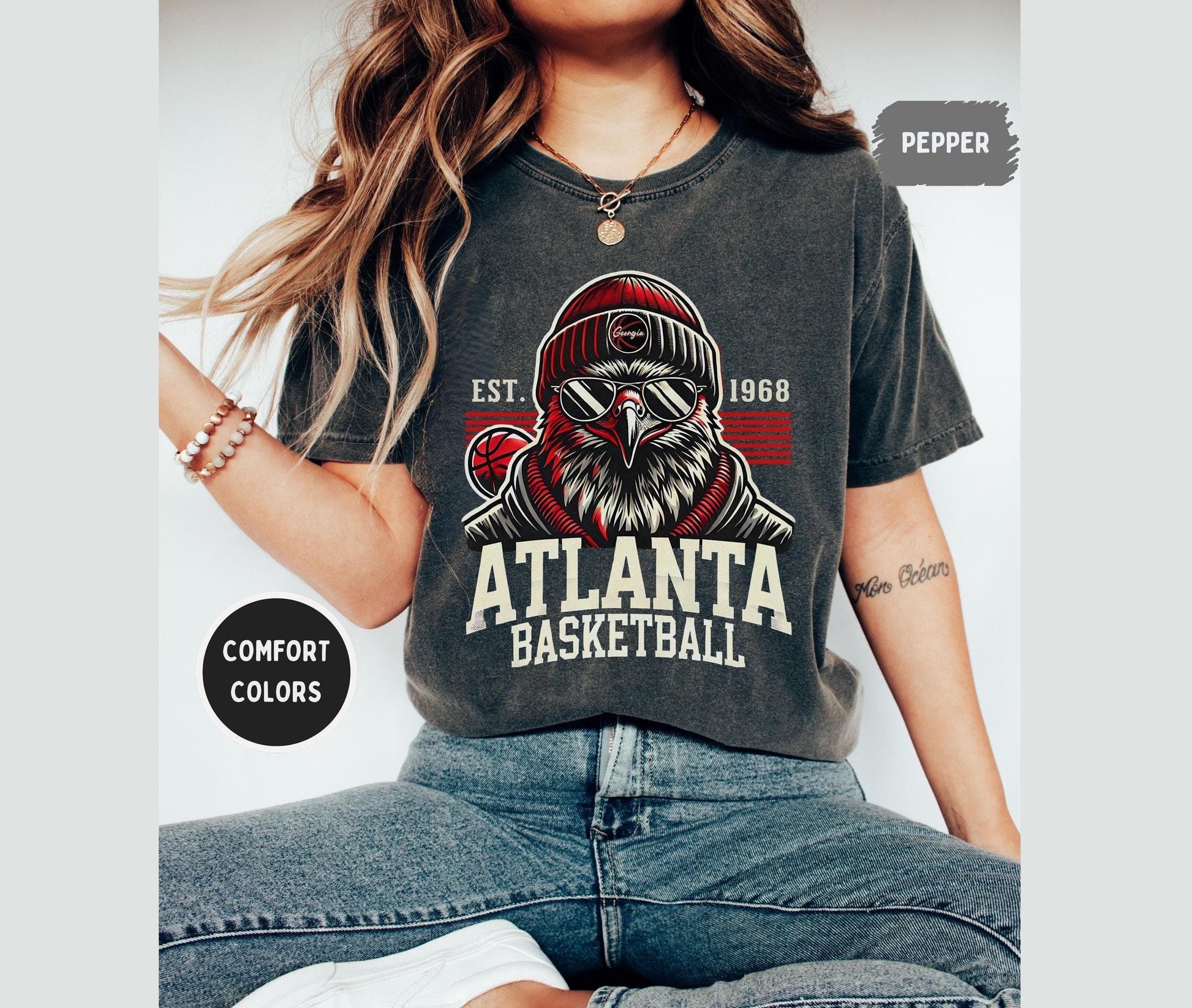 Atlanta Basketball Comfort Colors Georgia Sports Game - Adult & Kids T-Shirts, Sweatshirts & Hoodies apparel design preview 1