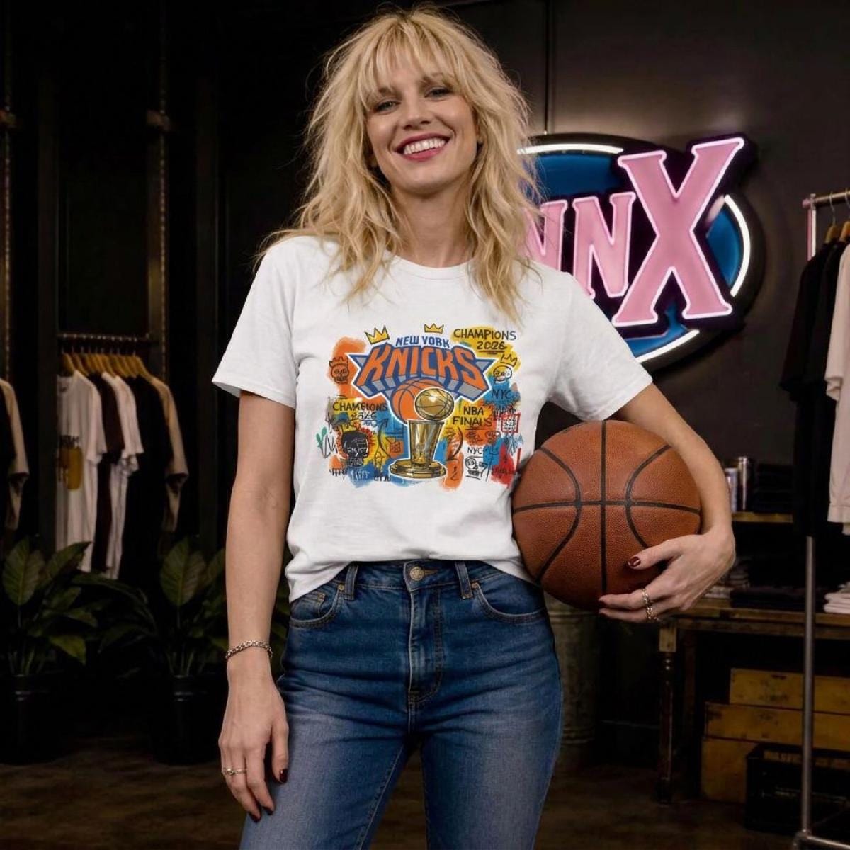 York Knicks Champions 2026 Basquiat Street Art - Adult & Kids T-Shirts, Sweatshirts & Hoodies apparel design preview 1