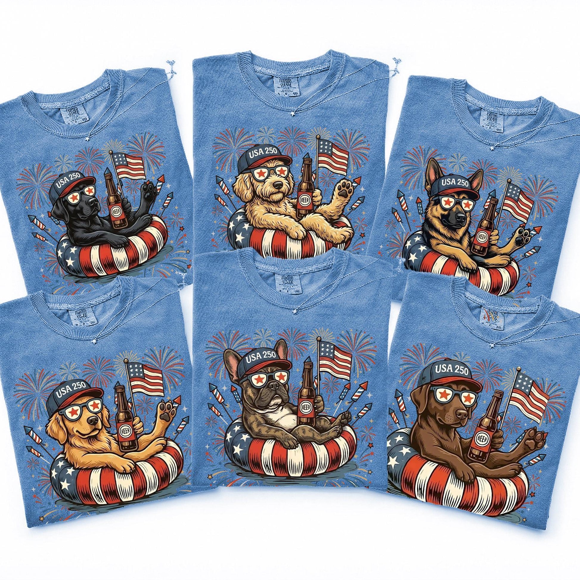 Patriotic Dogs 4th July Dog Comfort Colors 50 Breeds - Adult & Kids T-Shirts, Sweatshirts & Hoodies apparel design preview 1