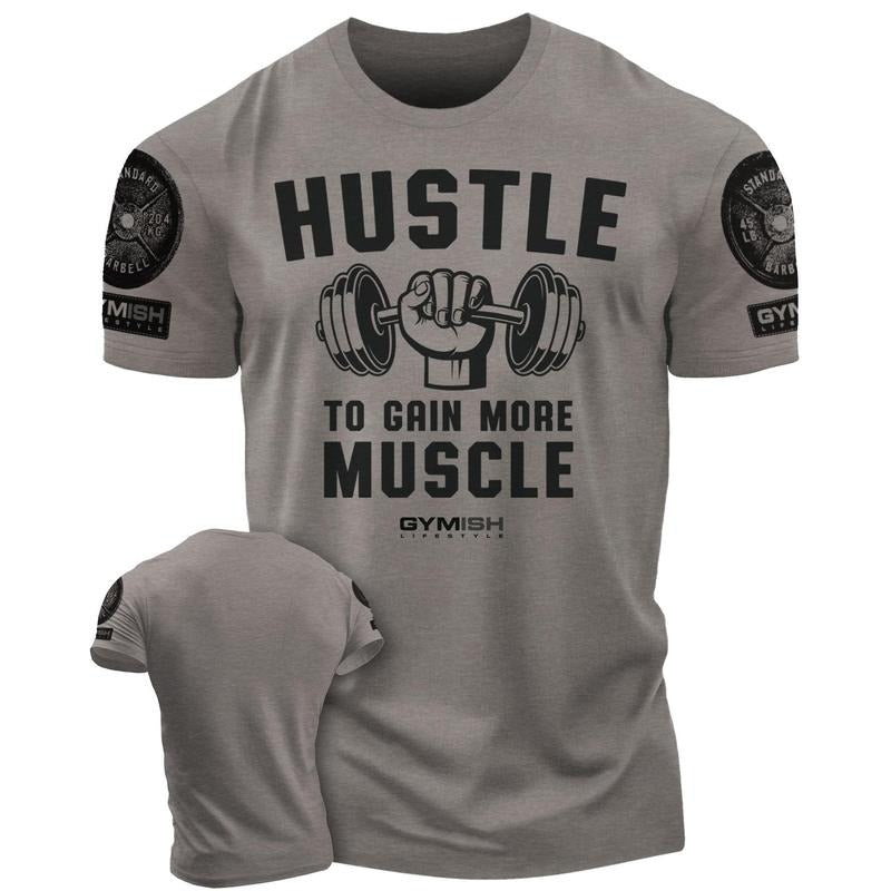011. Hustle Gain More Muscle Funny Motivational - Adult & Kids T-Shirts, Sweatshirts & Hoodies apparel design preview 1