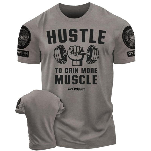 011. Hustle Gain More Muscle Funny Motivational - Adult & Kids T-Shirts, Sweatshirts & Hoodies apparel design preview 1