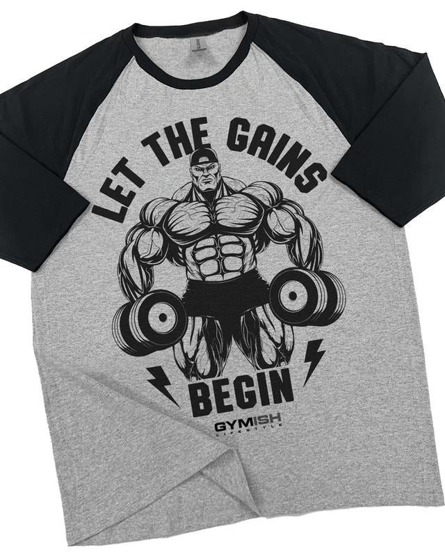 031. Let Gains Begin Funny Workout Gym - Adult & Kids T-Shirts, Sweatshirts & Hoodies apparel design preview 1
