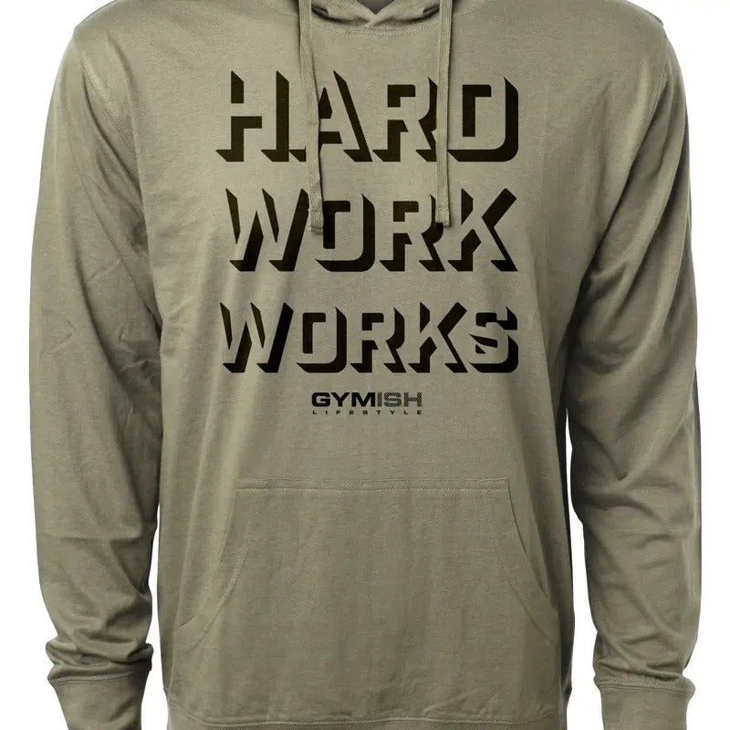 049. Hard Work Works Lightweight Workout Hooded Gym - Adult & Kids T-Shirts, Sweatshirts & Hoodies apparel design preview 1