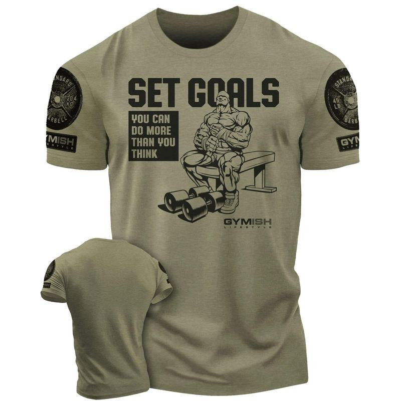 071. SET GOALS Funny Workout Gym - Adult & Kids T-Shirts, Sweatshirts & Hoodies apparel design preview 1