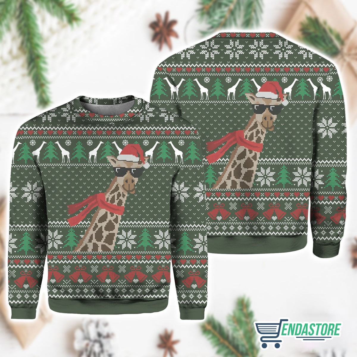 Giraffe Scarf 3D Ugly Christmas Sweater - Holiday Gift product image 2