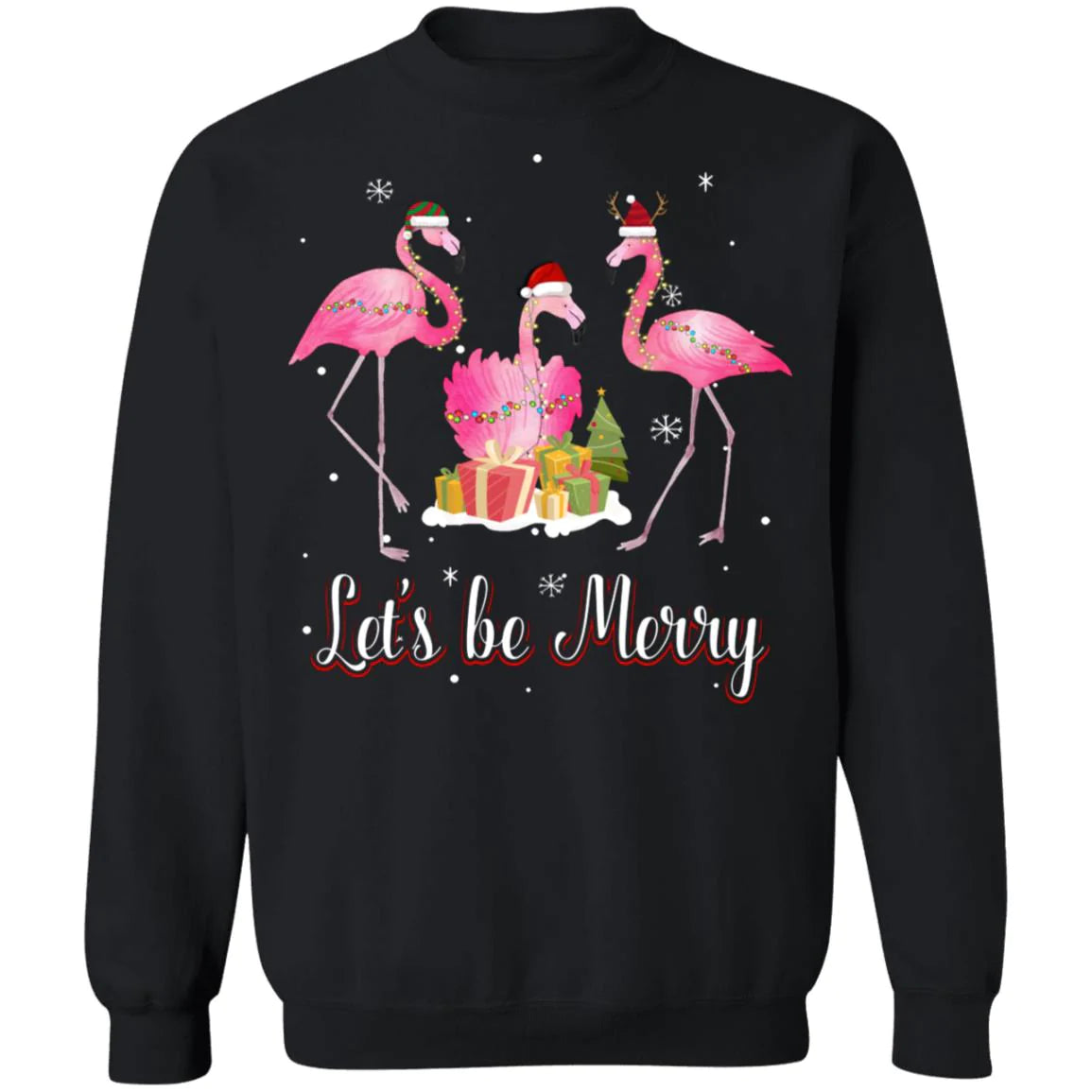 Flamingo let’s be merry Christmas Sweater - Holiday Gift product image 2