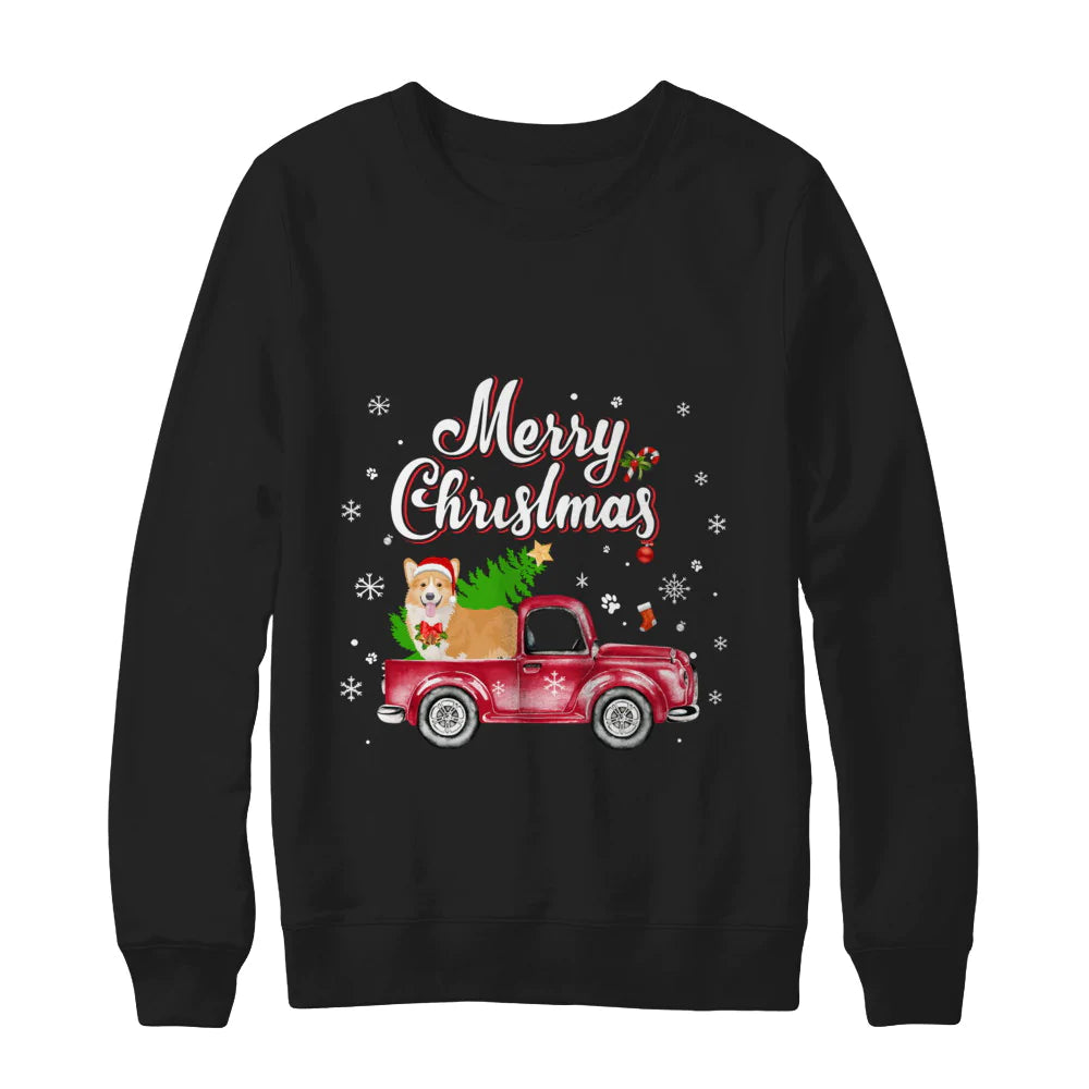 Corgi rides red truck Christmas Sweater - Holiday Gift product image 2