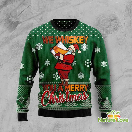We Whiskey You A Merry Christmas 3D Funny Xmas Gifts 3D Ugly Christmas Sweater - Holiday Gift product image