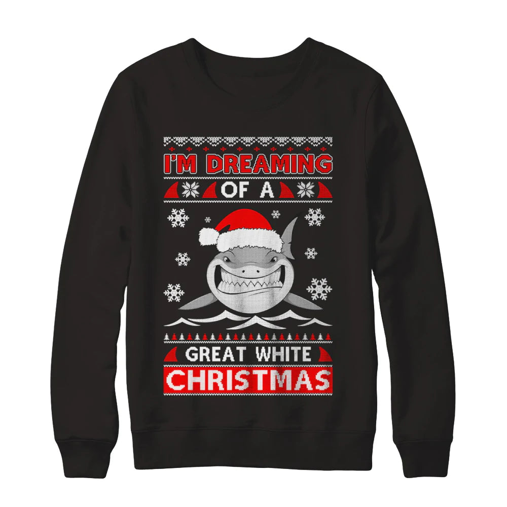 Shark i’m dreaming of a great white Christmas Sweater - Holiday Gift product image 2