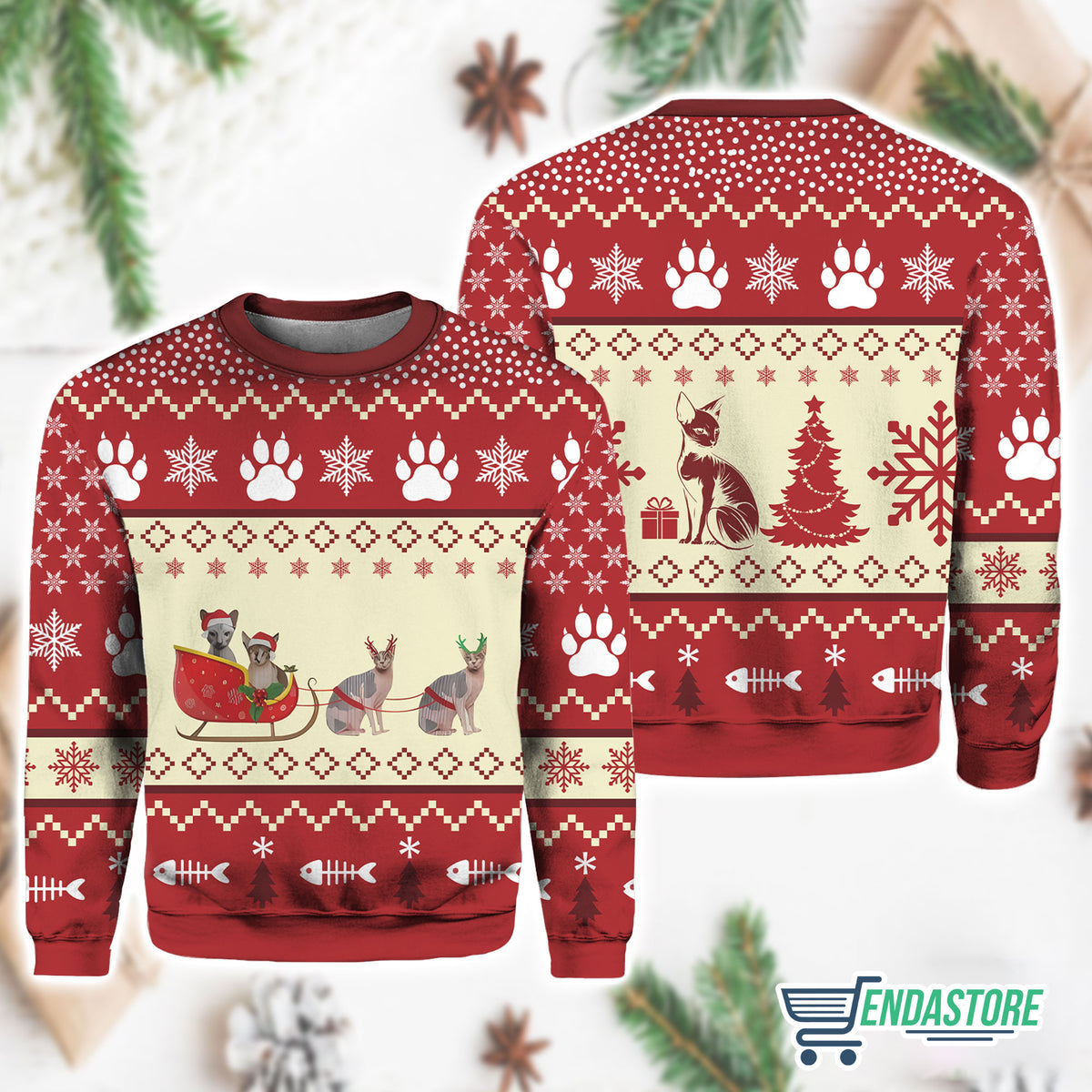 Sphynx Cat 3D Ugly Christmas Sweater - Holiday Gift product image 2
