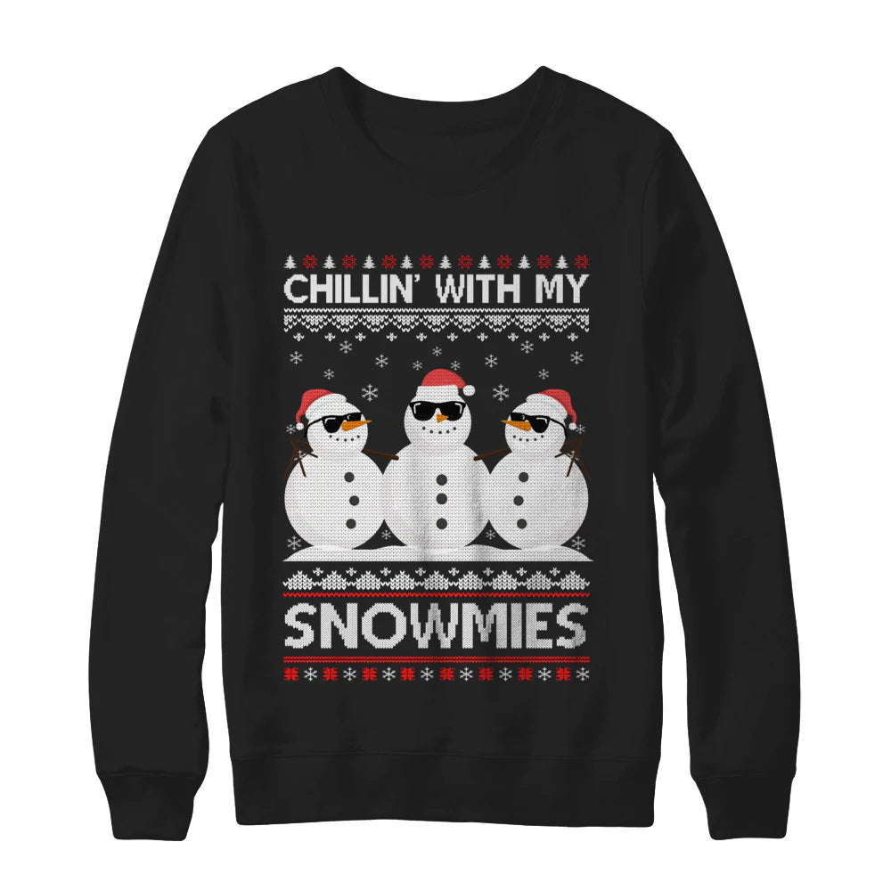 Chillin with my snowmies Ugly Christmas Sweater - Holiday Gift product image 2