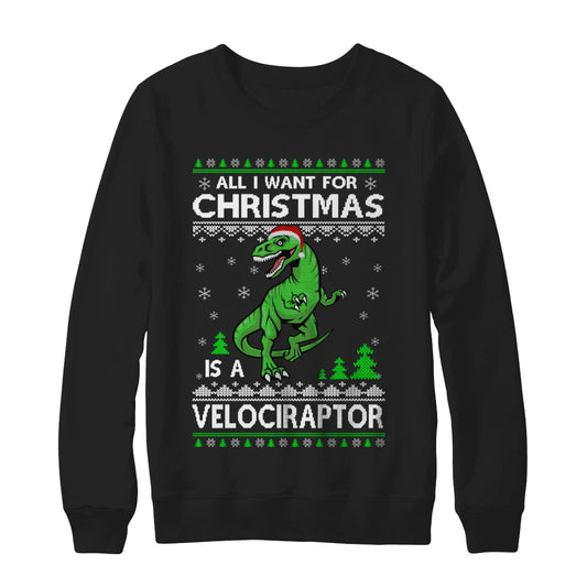 All I want for Christmas is a velociraptor dinosaur Christmas Sweater - Holiday Gift product image 2