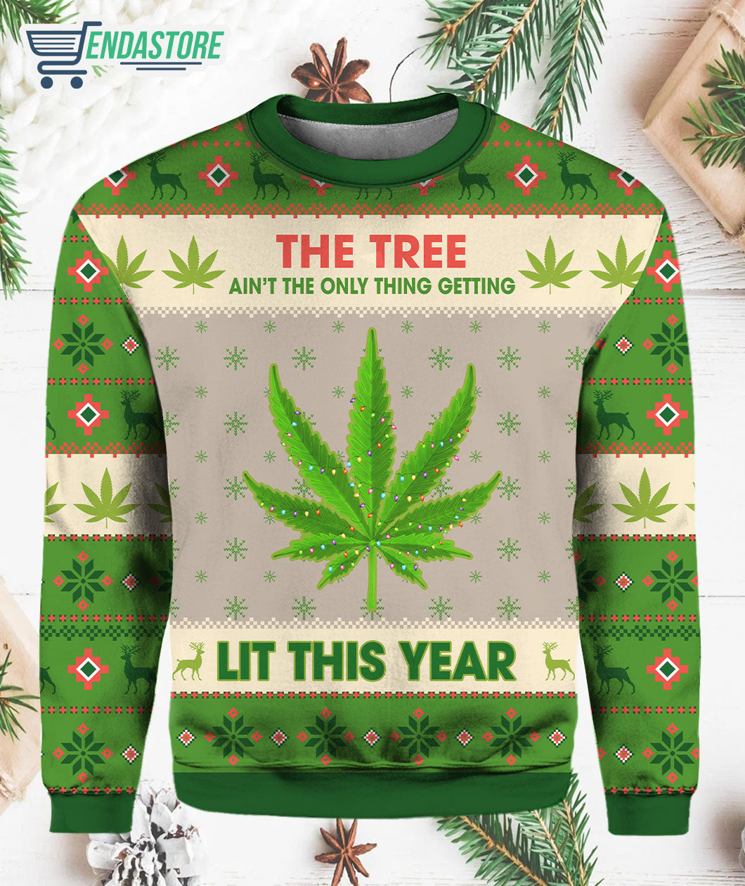 Weed the tree ain’t the only thing getting lit this year 3D Christmas Sweater - Holiday Gift product image
