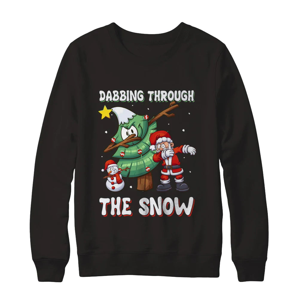 Santa snowman christmas tree dabbing through the snow Christmas Sweater - Holiday Gift product image 2