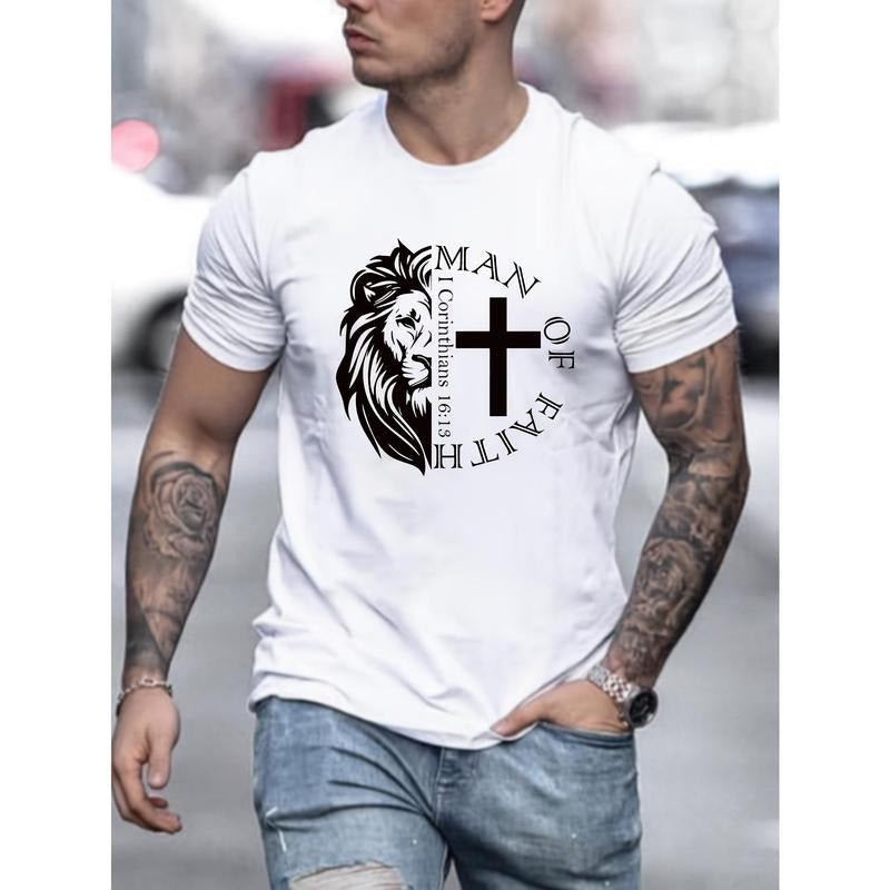 1 Pc 100% Cotton Lion Cross Print Crew Neck Short - Adult & Kids T-Shirts, Sweatshirts & Hoodies apparel design preview 1