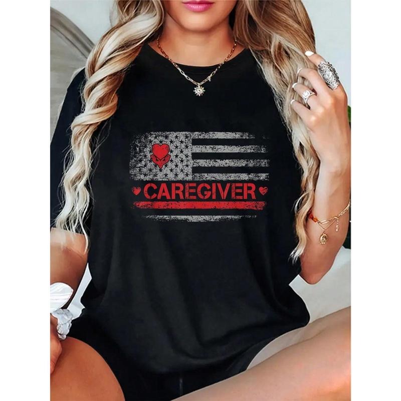 100% Caregiver Appreciation American Flag - Adult & Kids T-Shirts, Sweatshirts & Hoodies apparel design preview 1
