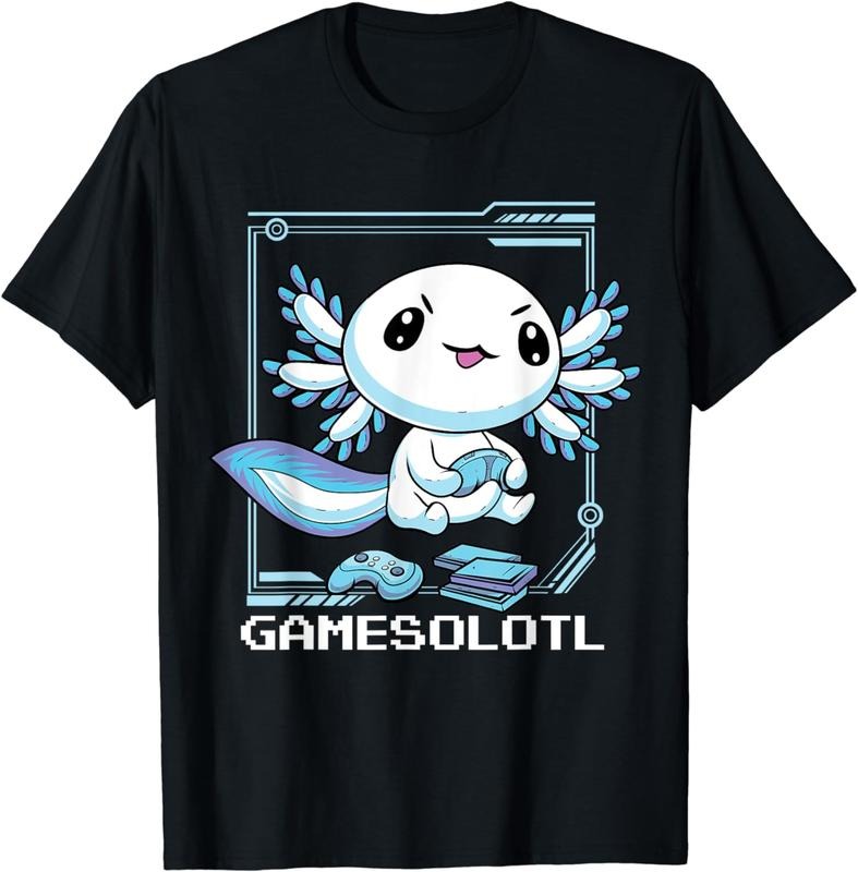 [100% Cotton] Cute Blue Axolotl Gaming Pixel Art - Adult & Kids T-Shirts, Sweatshirts & Hoodies apparel design preview 1