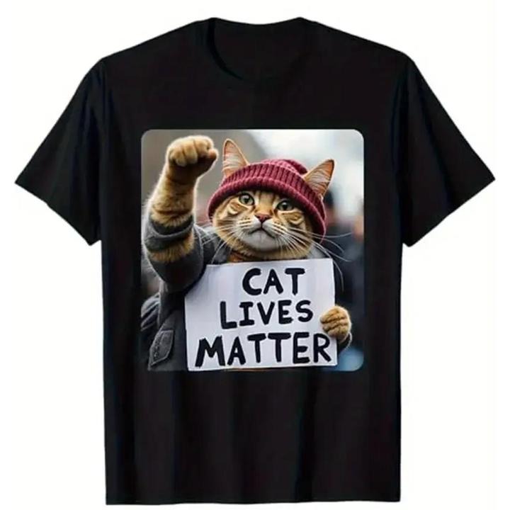 [100% Cotton] Cute Cat Activist Lives Matter - Adult & Kids T-Shirts, Sweatshirts & Hoodies apparel design preview 1