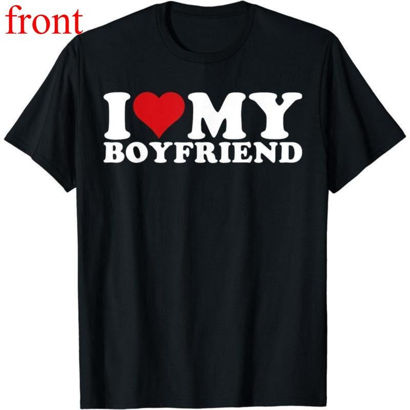 [100% Cotton] I Love My Boyfriend Heart Print Casual - Adult & Kids T-Shirts, Sweatshirts & Hoodies apparel design preview 1