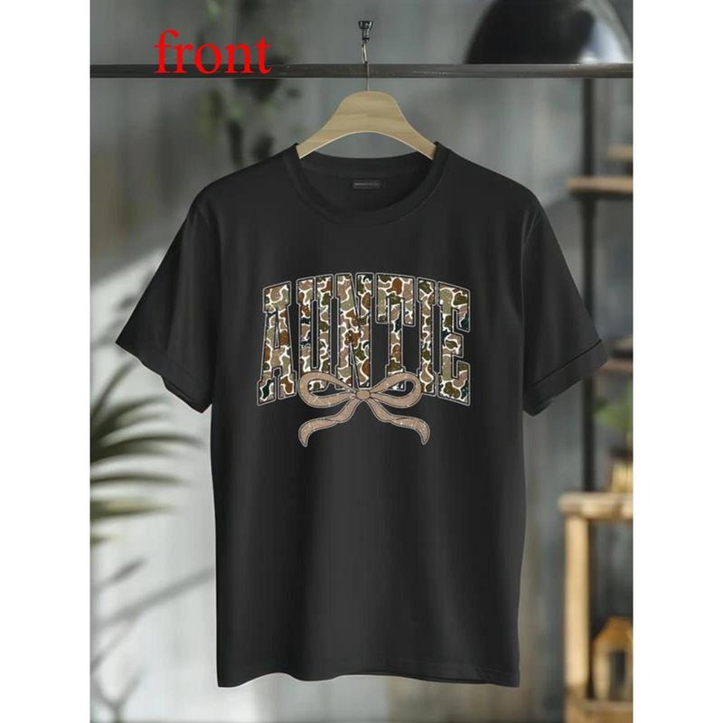 [100% Cotton] Retro Camo Auntie Coquette Bow - Adult & Kids T-Shirts, Sweatshirts & Hoodies apparel design preview 1