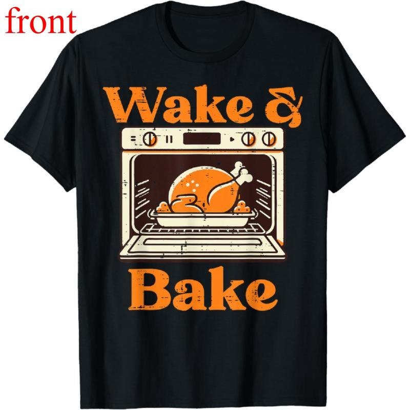 [100% Cotton] Thanksgiving Wake Bake Funny Turkey Day - Adult & Kids T-Shirts, Sweatshirts & Hoodies apparel design preview 1