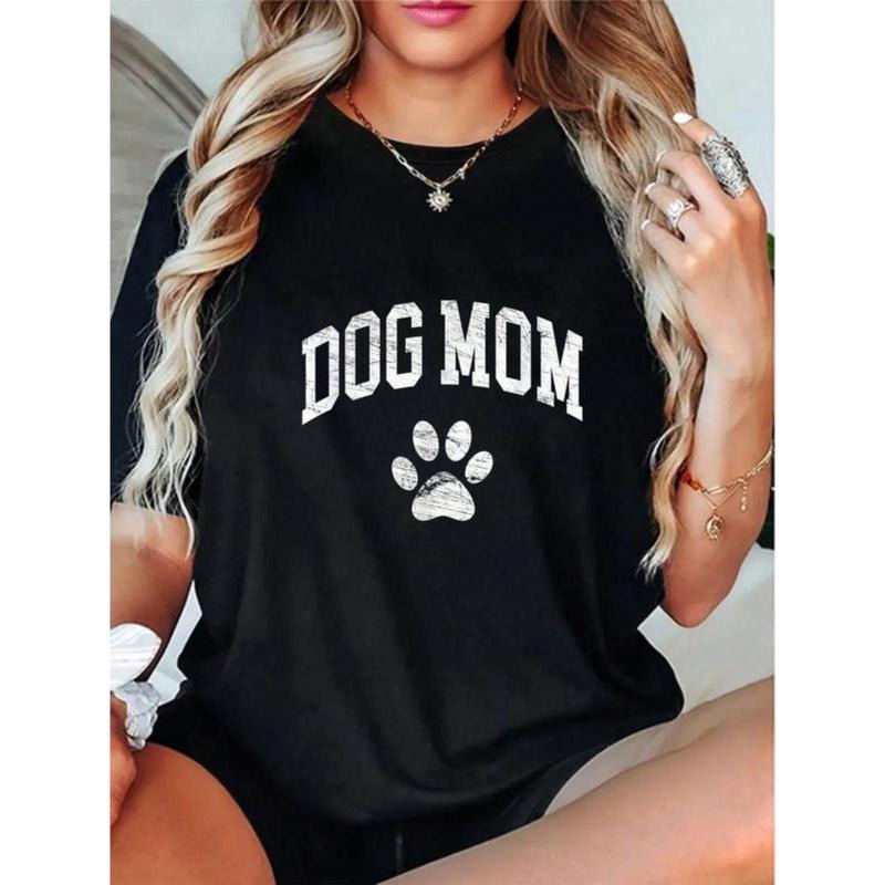 100% Cotton Dog Mom Vintage Distressed Funny Paw - Adult & Kids T-Shirts, Sweatshirts & Hoodies apparel design preview 1