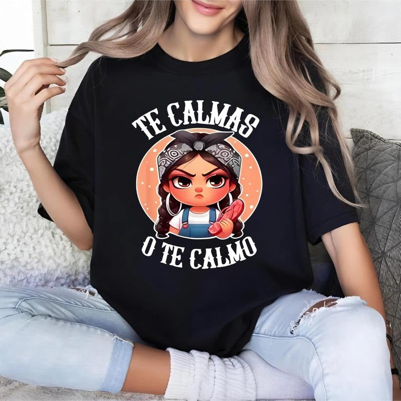 100% Cotton Black Te Calmas O Calmo Spanish Chancla - Adult & Kids T-Shirts, Sweatshirts & Hoodies apparel design preview 1