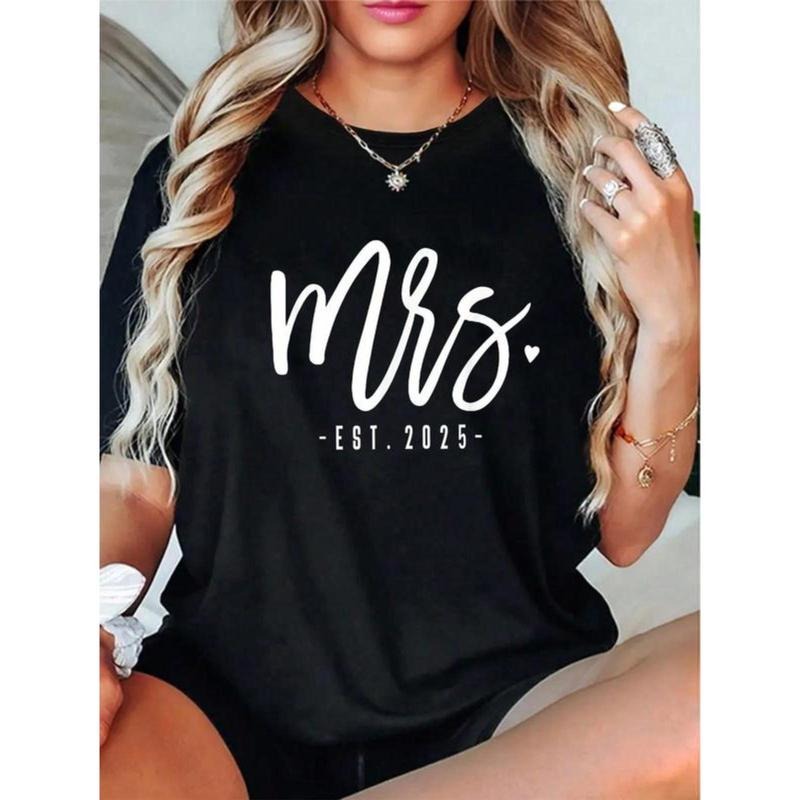 100% Cotton Casual Mrs. Est. 2025 Just Married - Adult & Kids T-Shirts, Sweatshirts & Hoodies apparel design preview 1