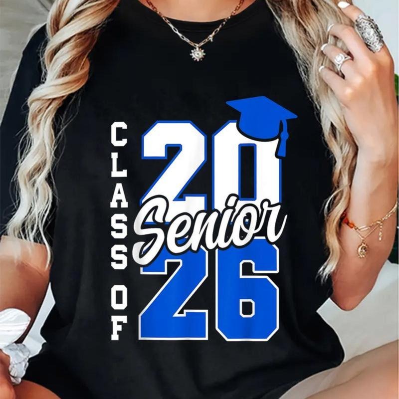 100% Cotton Class 2026 Senior Graduation Cap Black - Adult & Kids T-Shirts, Sweatshirts & Hoodies apparel design preview 1